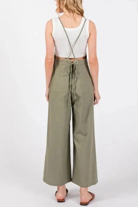 Jocelyn Cross Back Wide Leg Overalls (Assorted Colors)