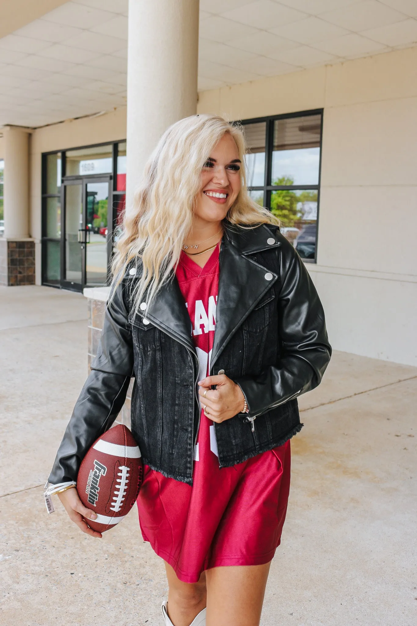 Keep On Walking Black Denim Leather Jacket