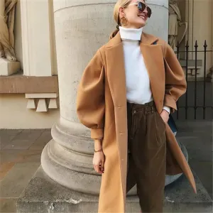 khaki wool coat long overcoat outwear