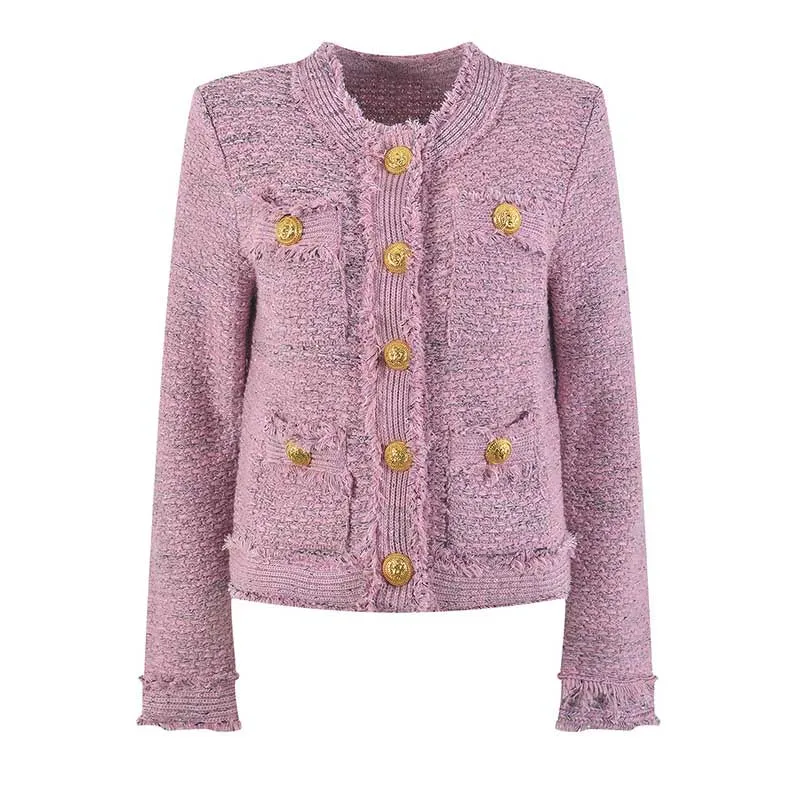 Ladies Tweed Short Jacket Casual Coat