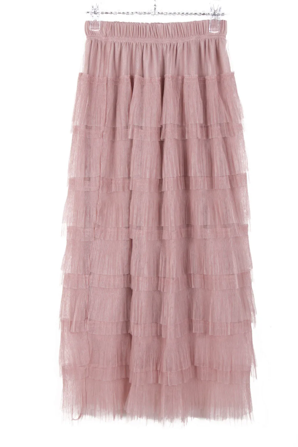 Layered Tulle Mesh Long Skirt