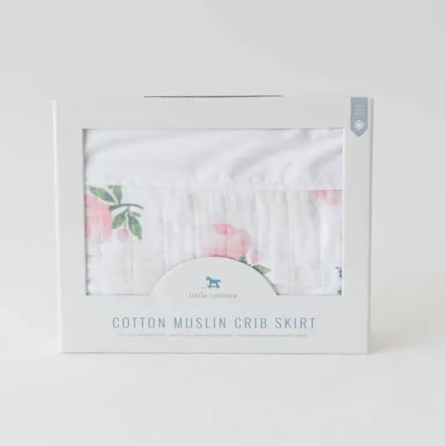 Little Unicorn Cotton Muslin Crib Skirt - Watercolor Rose