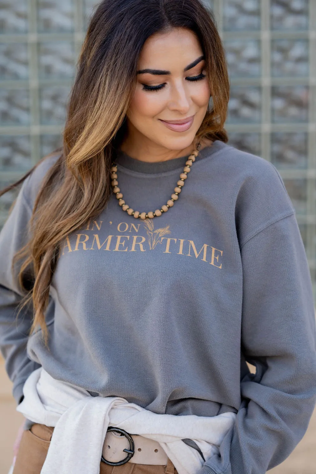 Livin' On Farmer Time Graphic Crewneck