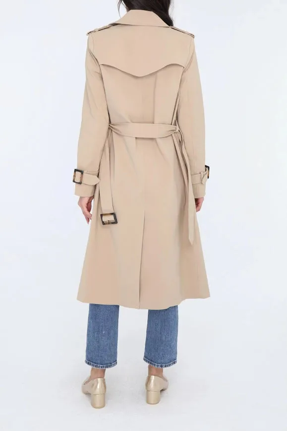 Long Belted Trench Coat Beige