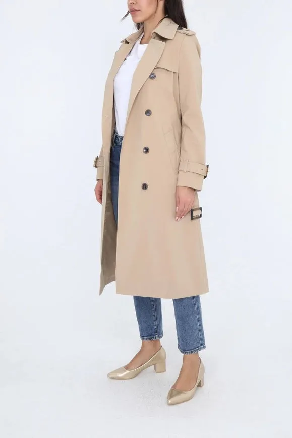 Long Belted Trench Coat Beige