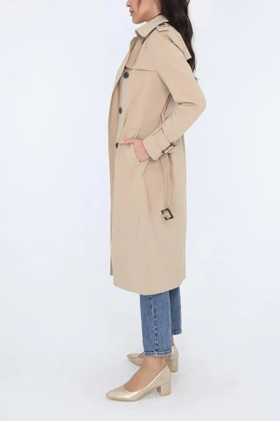 Long Belted Trench Coat Beige