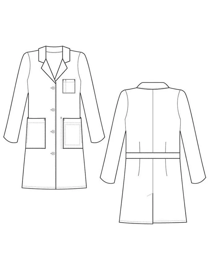 Meta Women's Knot Button iPad Pocket Long Lab Coat