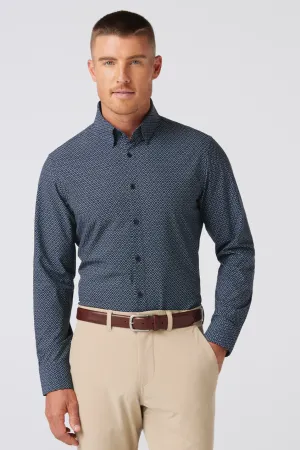 Mizzen   Main Leeward LS Dress Shirt Navy Diamond