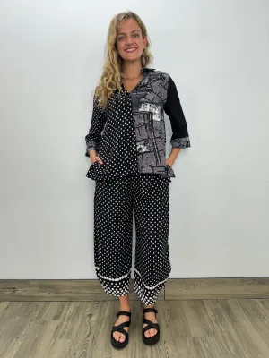 Newspaper and Polka Dot Top