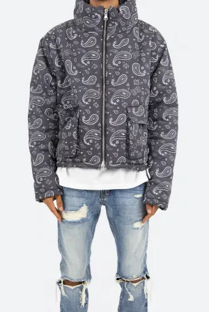 Paisley Cropped Puffer - Black