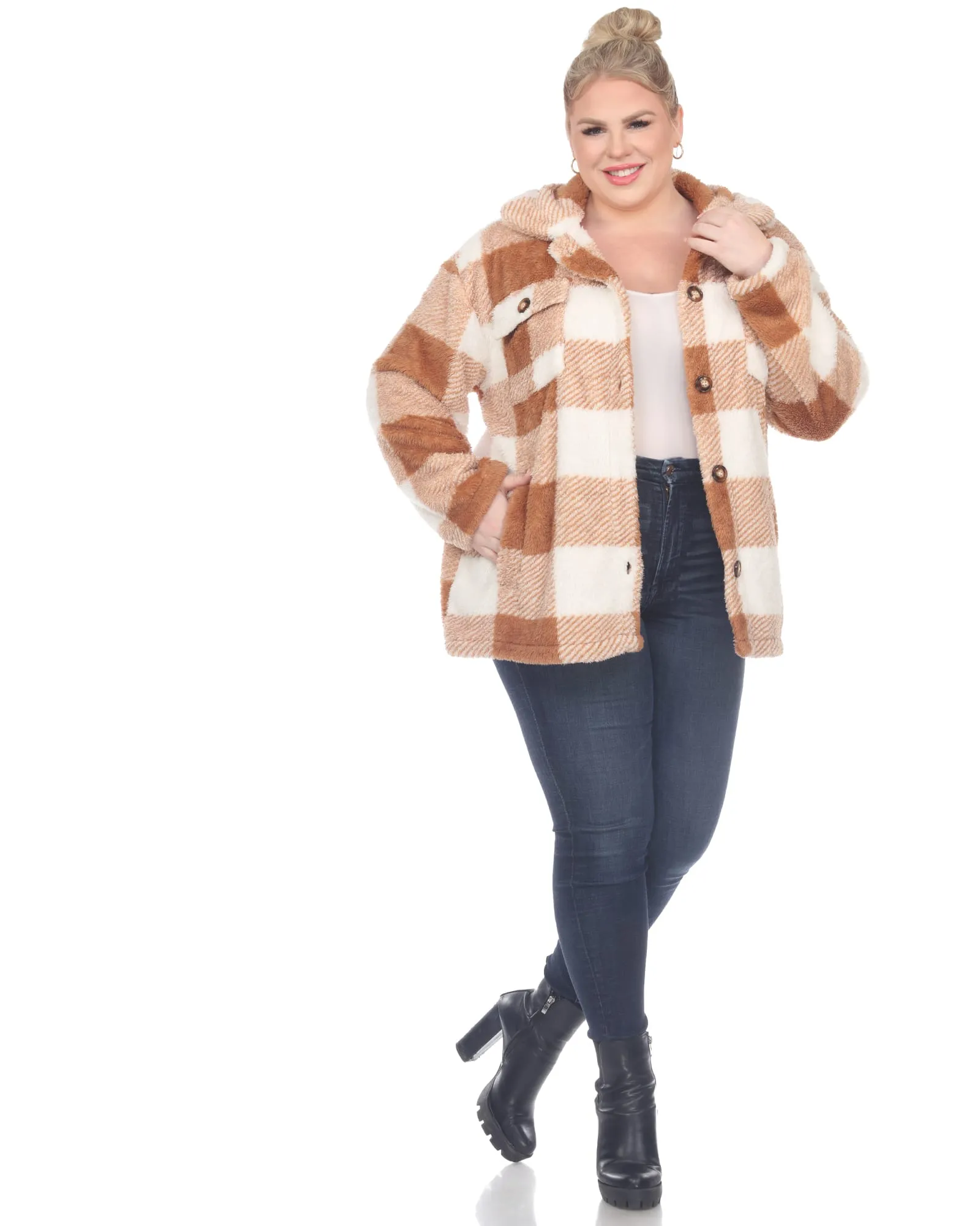 Plaid Shacket | Coffee/White