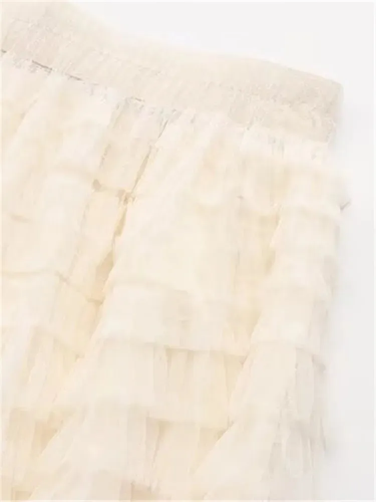 Plus Size Layered Mesh Skirt