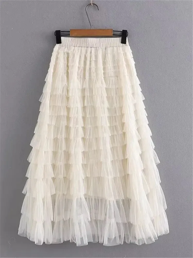 Plus Size Layered Mesh Skirt