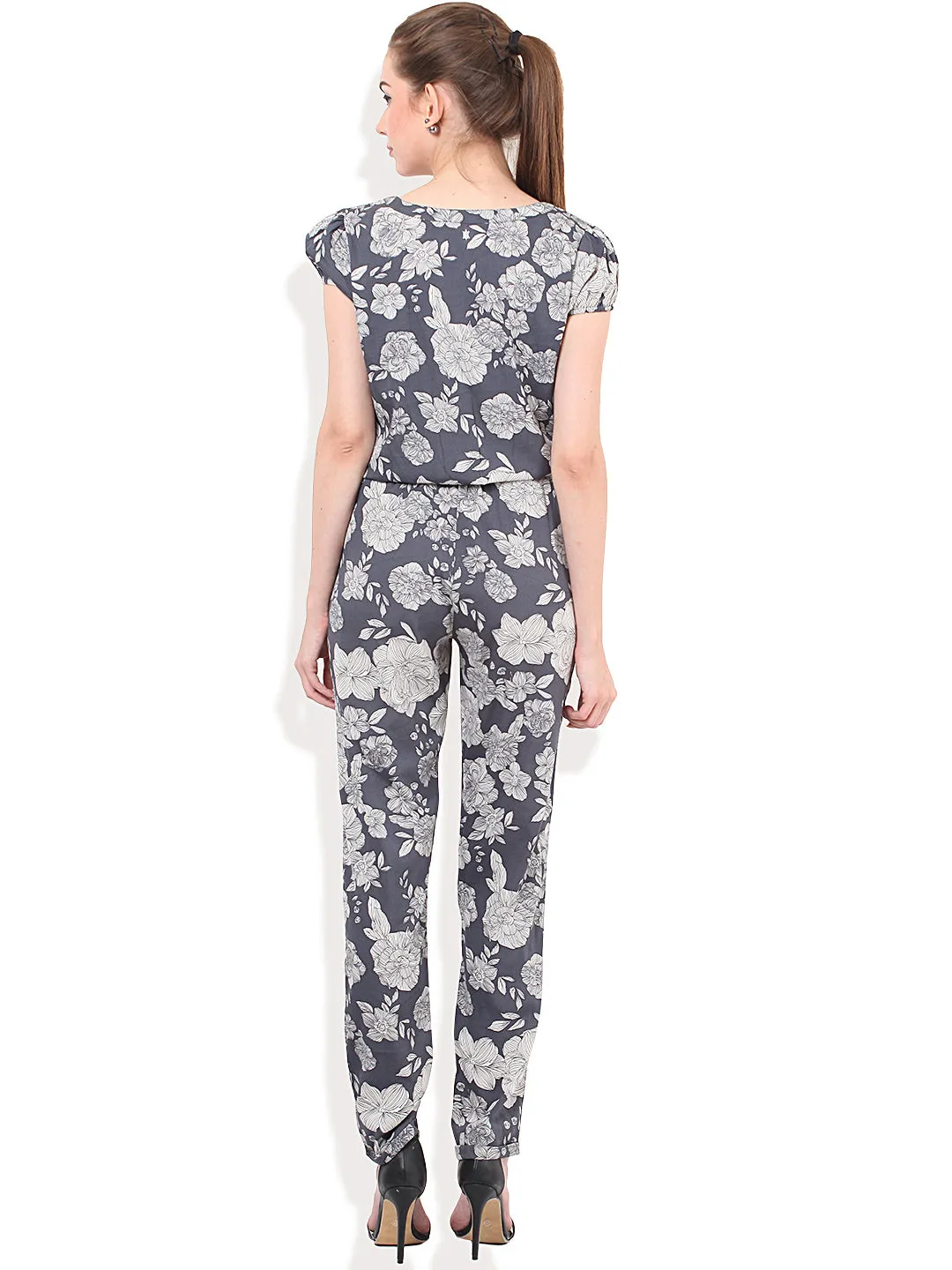 Porsorte Floral printed Grey Off White Jumpsuit