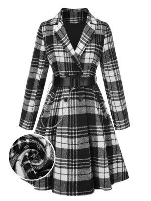 [Pre-Sale] 1950s Lapel Plaids Chain Belted Coat