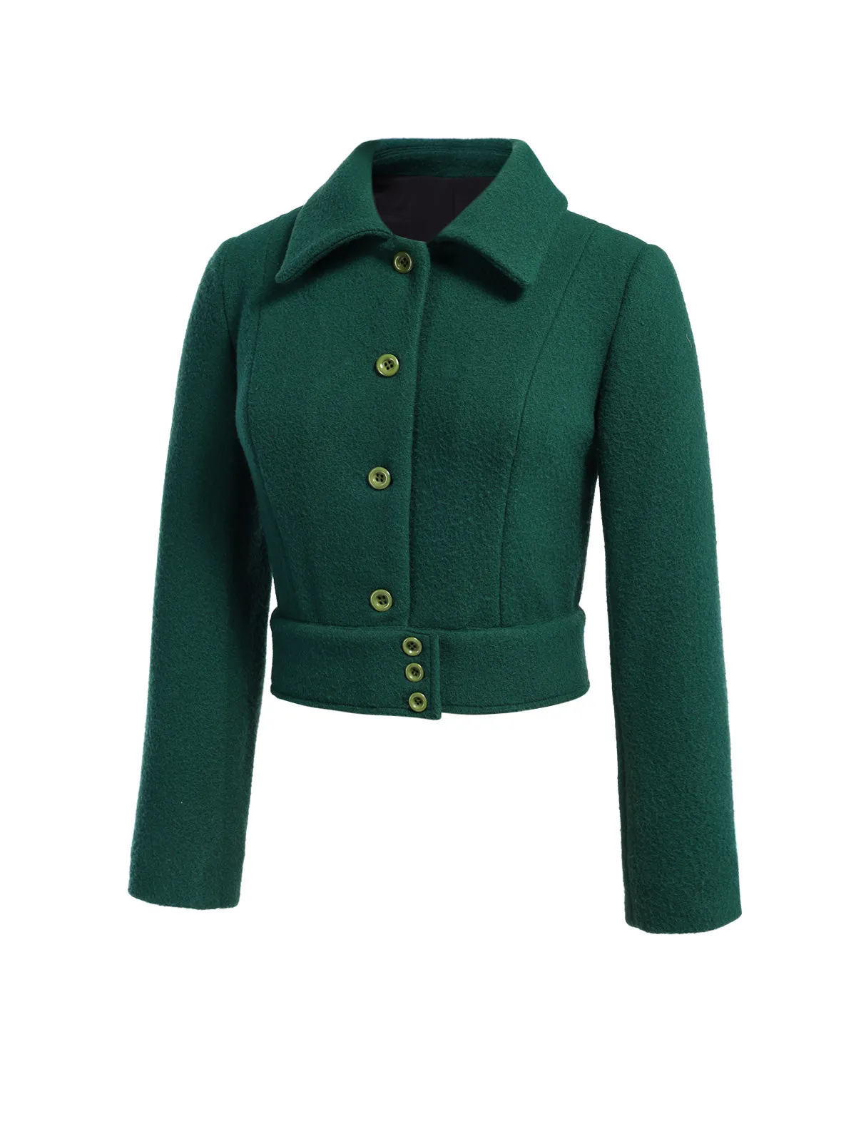 [Pre-Sale] Lake Green 1970s Shirt Neck Cropped Coat