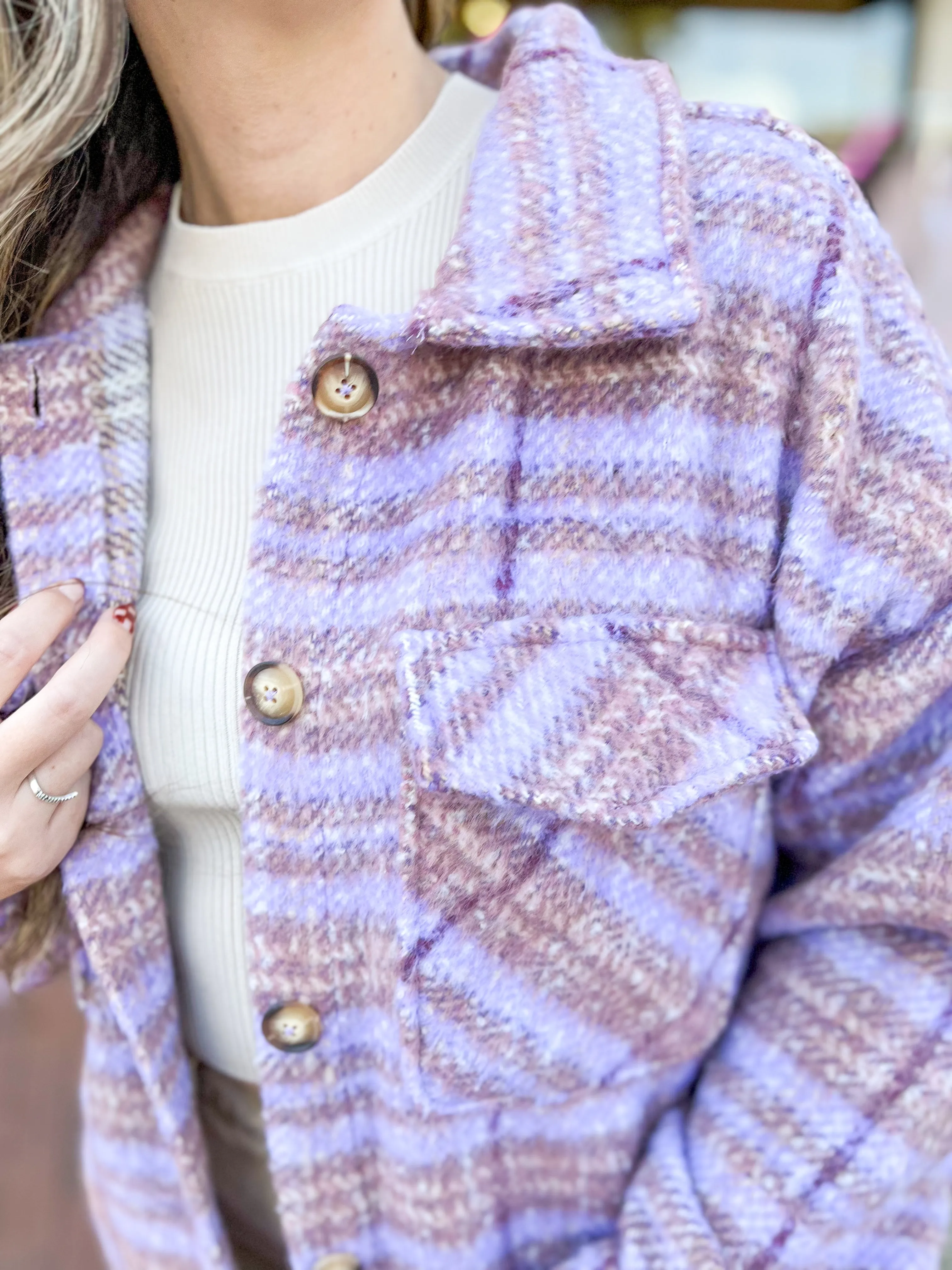 Purple Plaid Duster Shacket