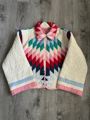 Rainbow Cropped Quilt Coat- Medium