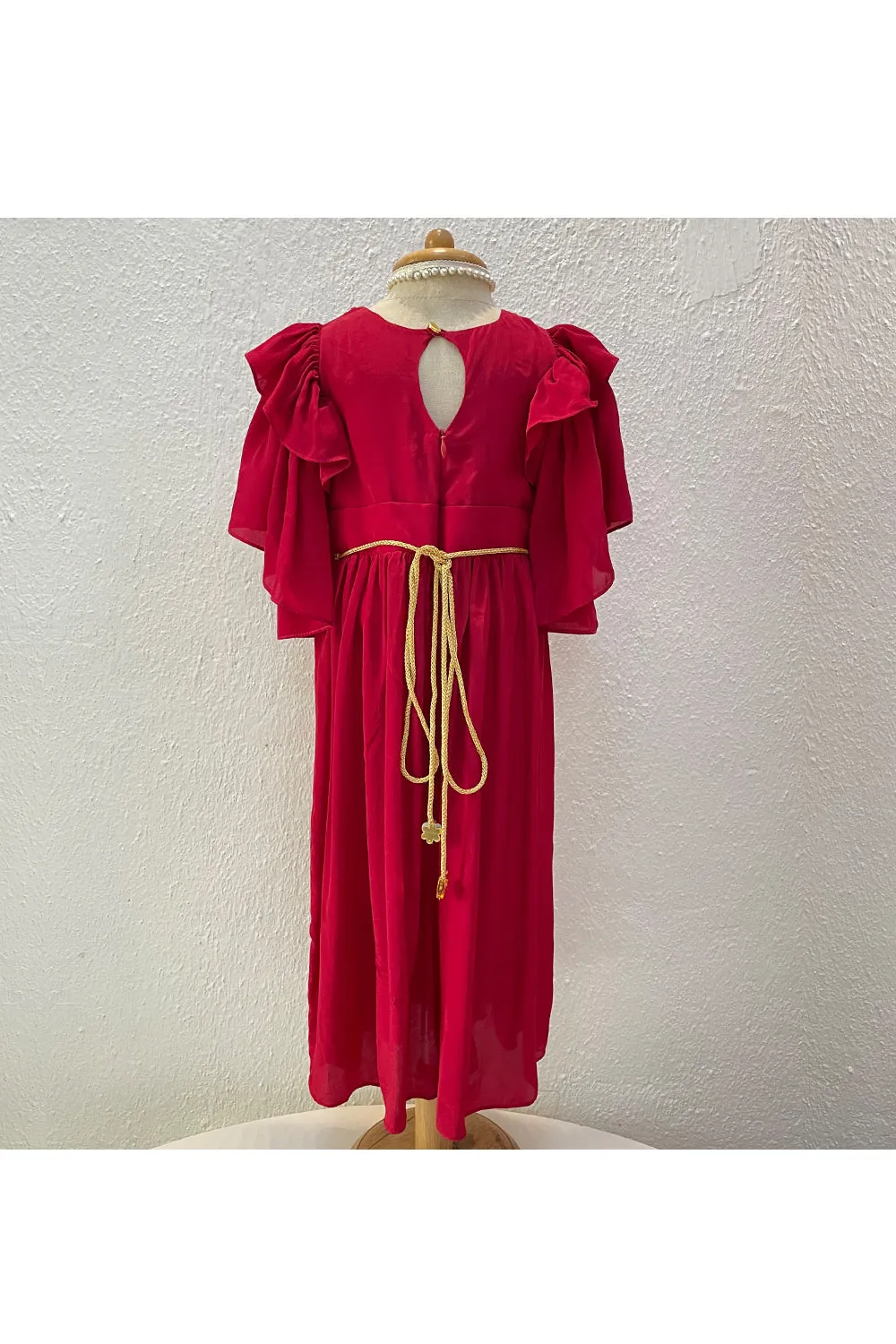 Red Ruffle Sleeves Jumpsuit