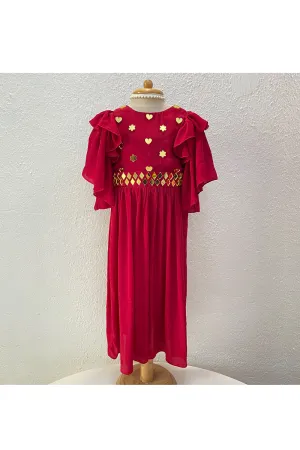 Red Ruffle Sleeves Jumpsuit