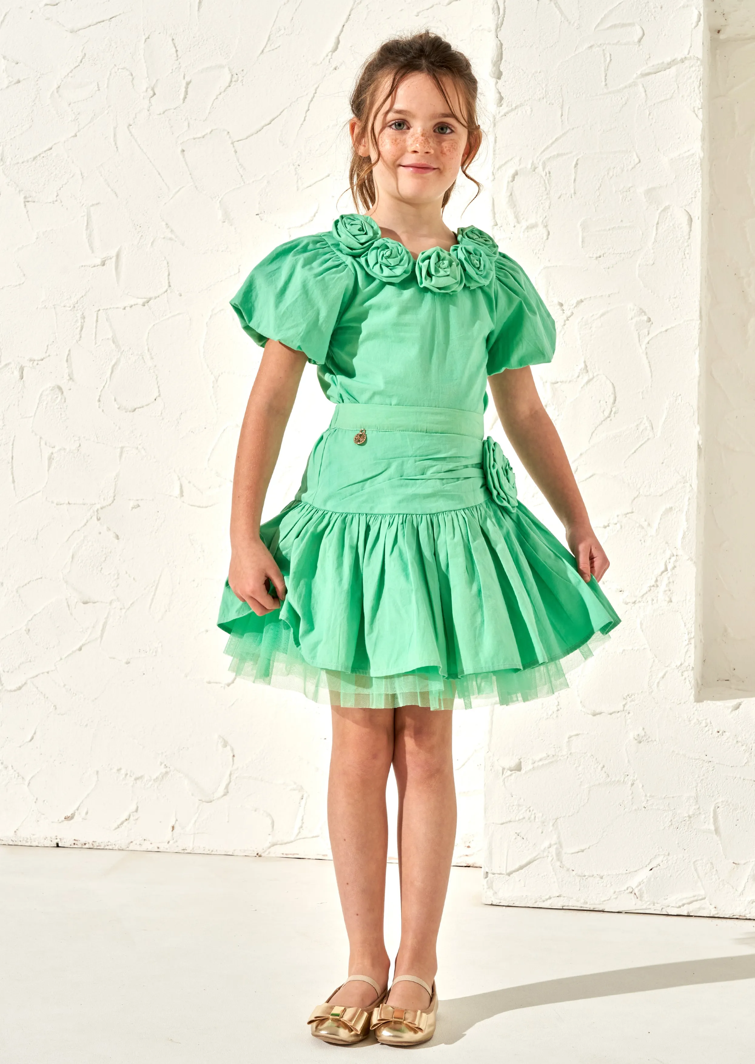 Roxie Green Rose Corsage Skirt