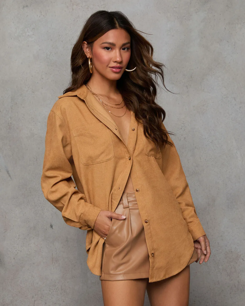 Savena Corduroy Button Down Shacket