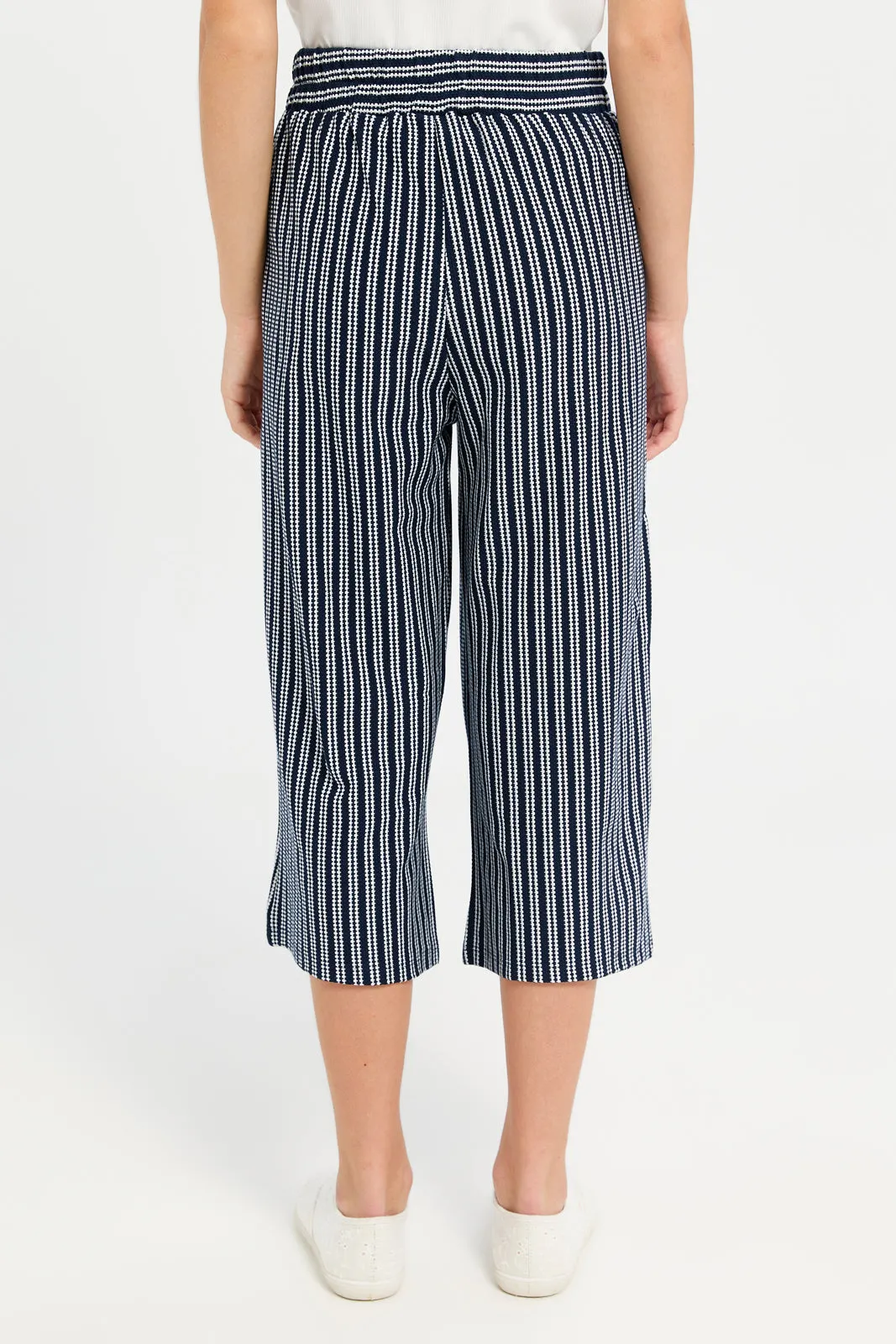 Senior Girls Navy And White Striped Culottes