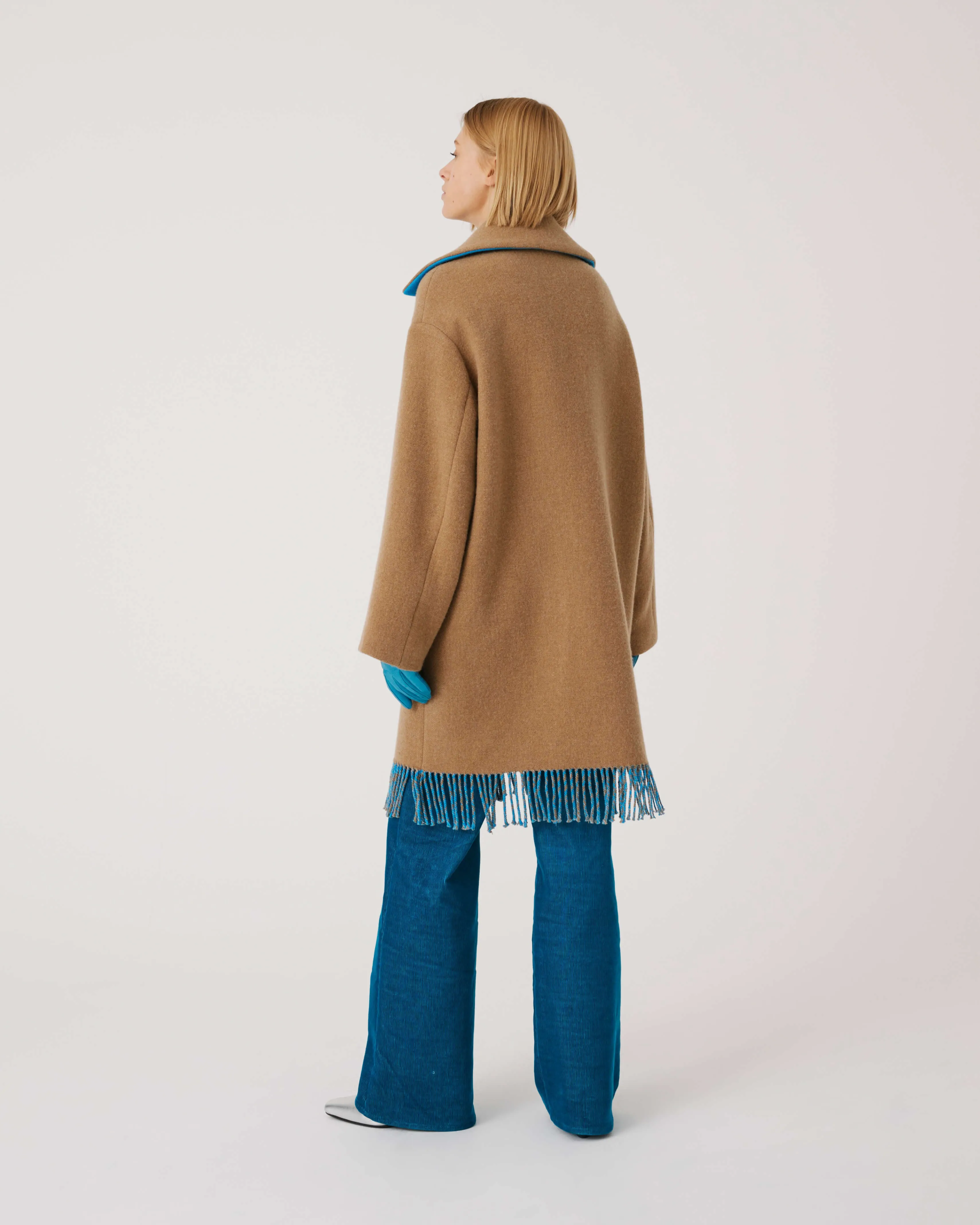 SFIZIO - TWO TONED COAT WITH FRINGE