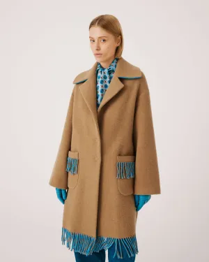 SFIZIO - TWO TONED COAT WITH FRINGE