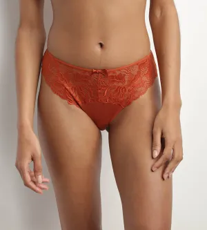 Slip femme en dentelle et microfibre Terracotta Generous Essentiel