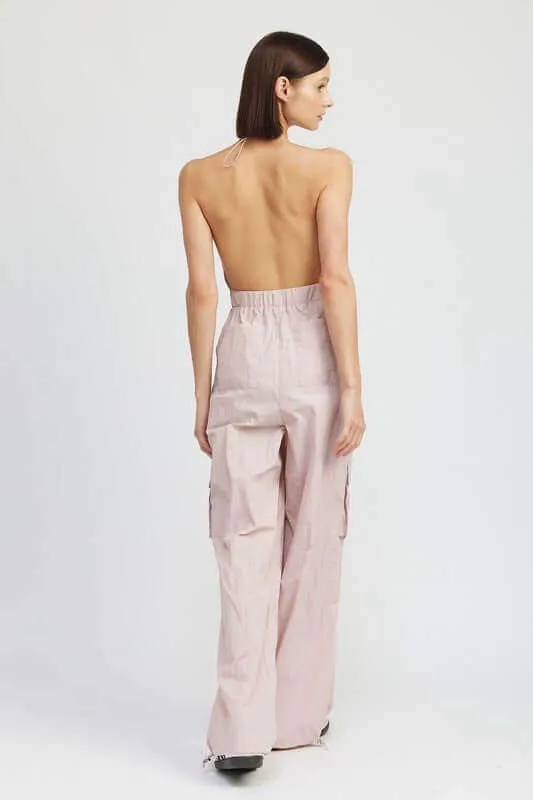 Spaghetti Strap Cargo Jumpsuit