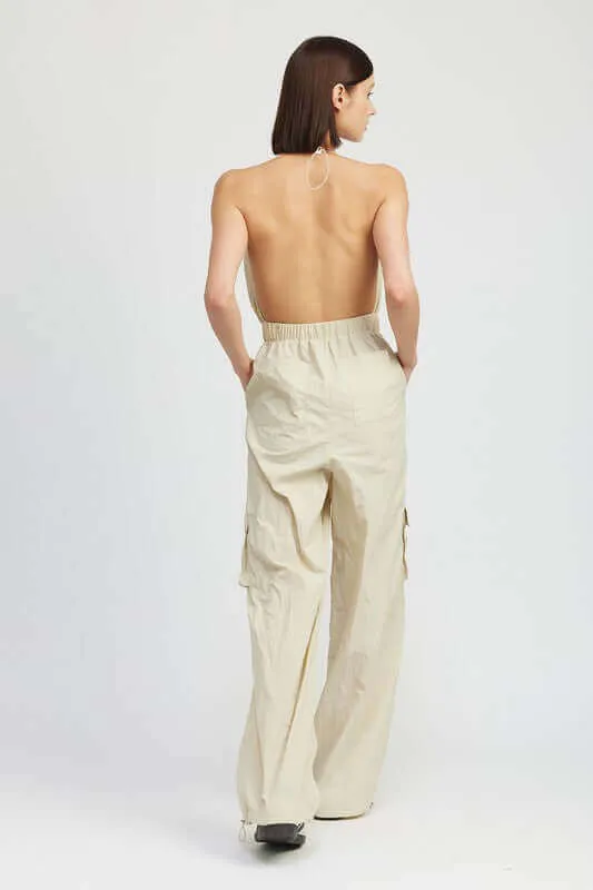 Spaghetti Strap Cargo Jumpsuit