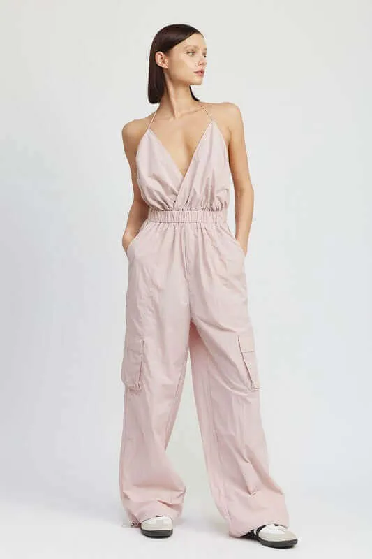 Spaghetti Strap Cargo Jumpsuit