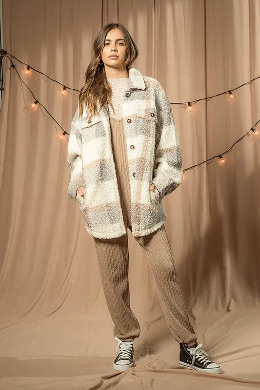 Teddy Plaid Oversized Shacket