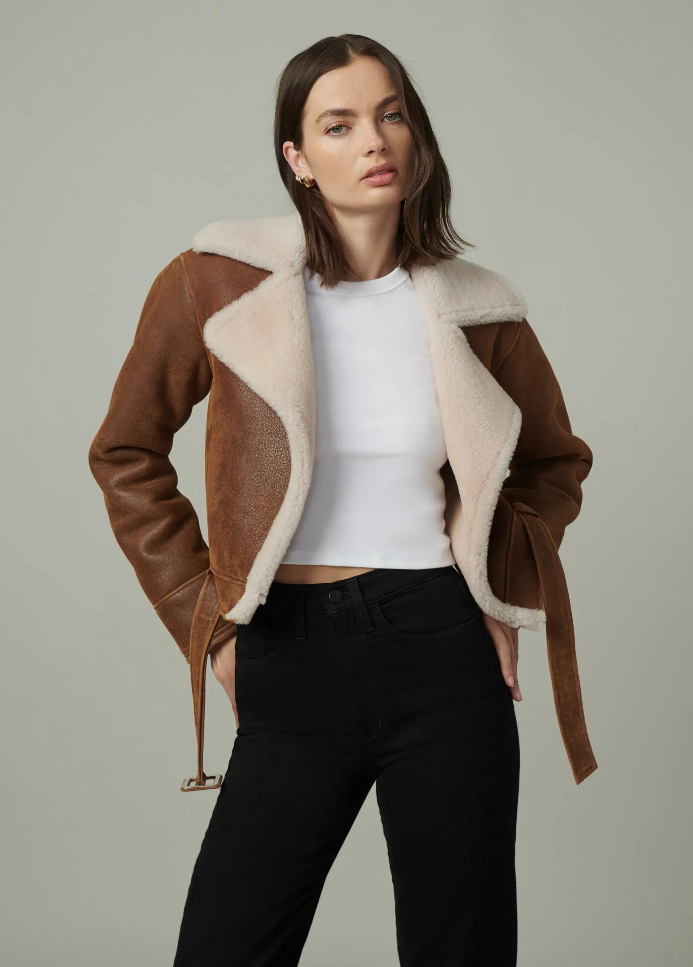 THE REY CROPPED SHEARLING JACKET