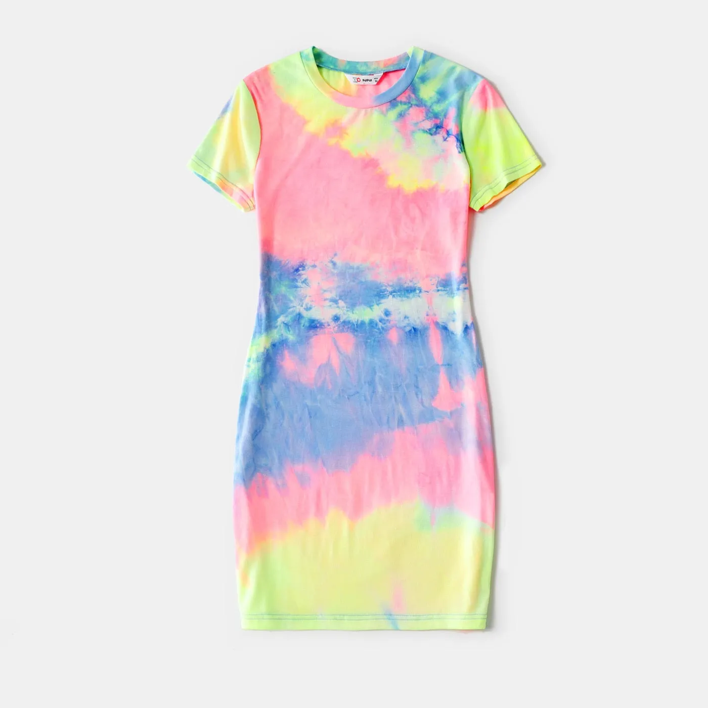 Tie Dye Short-sleeve T-shirt Dress for Mom and Me Baby Jumpsuit