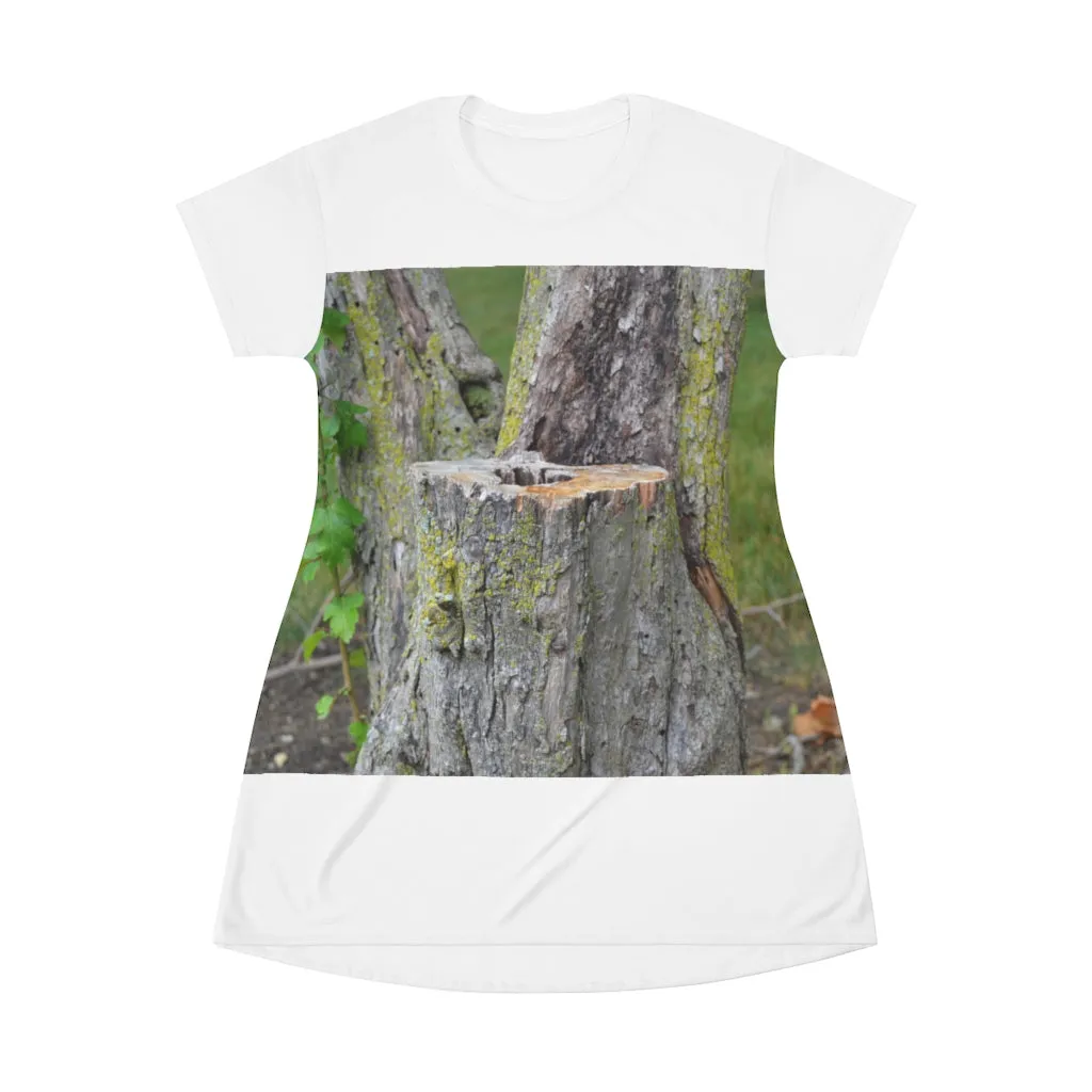 Tree Stump All Over Print T-Shirt Dress