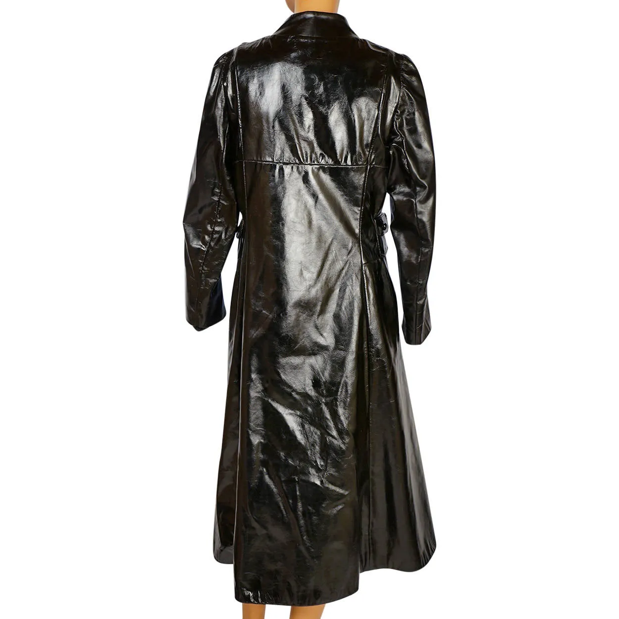 Vintage 1960s Mod Black Patent Leather Coat Holt Renfrew Made in Italy Size S M