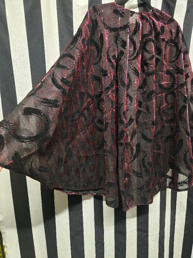 Vintage 80s Pink and Black Metallic Cape