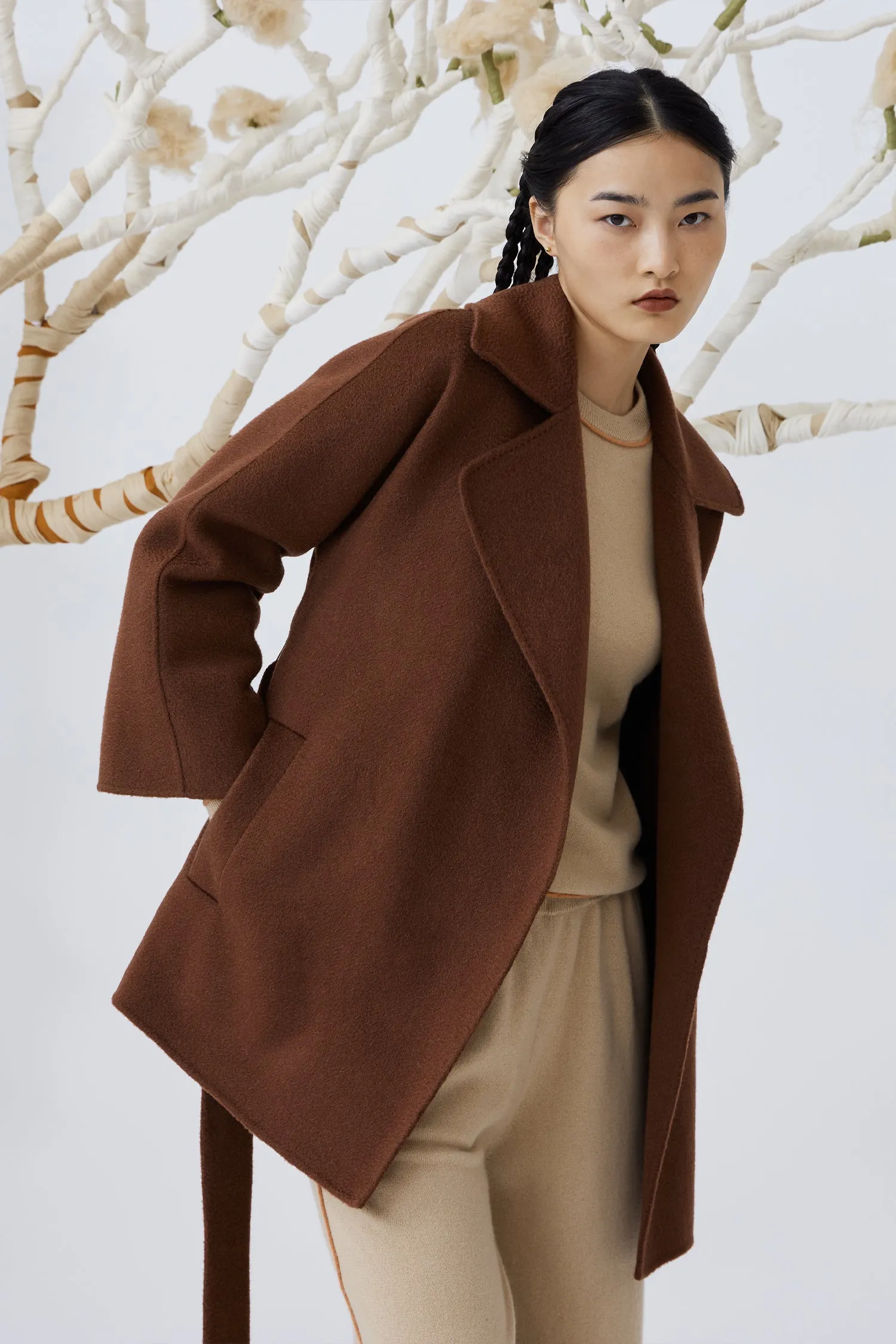 Women's short cashmere coat