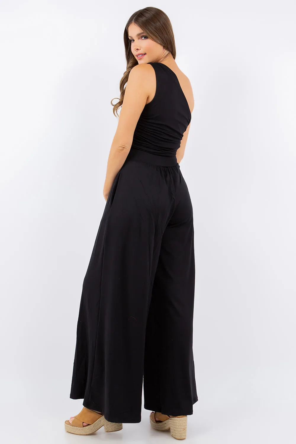 Zara One Shoulder Jumpsuit with Pockets